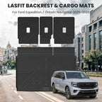 LASFIT Floor Mat with Backrest Mat Ford Expedition Max & Lincoln Navigator L 2025 2026(fit 7 and 8 Seats),Costom Fit All Weather Protection TPE Easy Clean Cargo Liners,4pcs,Black