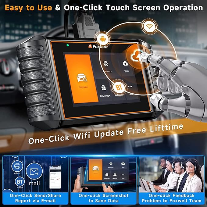 2025 FOXWELL NT716 OBD2 Scanner Bidirectional Control 9+ Resets Scan Tool ABS SRS Transmission Engine Diagnostic Code Reader
