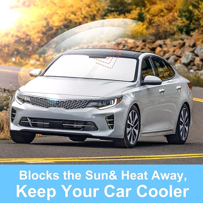 TINGLU Sun Shade for Kia Optima (Not for 2021 KIA K5) 2016-2020 Accessories Windshield Sun Shade Window Shade UV Rays Protection Sun Visor Cover with Steering Wheel Sunshade Storage Bag