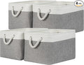 Temary Storage Baskets 4Pack Fabric Storage Bins Clothes Baskets with Rope Handle, Decorative Basket for Gift, Blankets (Whit