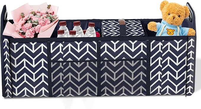 Trunk Organizer for car, Foldable Car Storage Bag Portable Insulation Cooler Bag Collapsible Vehicle Organizer Divider Storage