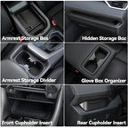 ELECFRESH 6PCS Center Console Organizer Tray for 2025 2024-2019 Toyota RAV4 Accessories, Armrest Storage Box, Driver Storage Drawer, Passenger Storage Mat Console Cup Holder Inserts for Toyota RAV4