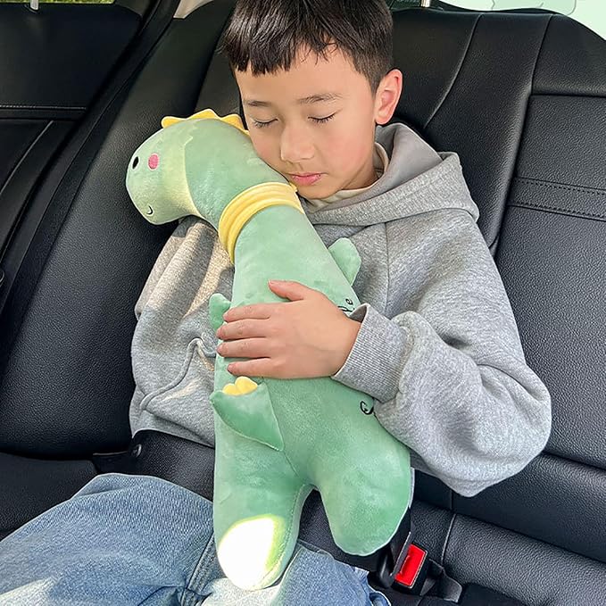 Car Pillow for Kids, Dinosaur Seat Belt Cover, Seatbelt Adjuster for Kids Car Seatbelt Covers, Vehicle Shoulder Pads, Seatbelt Cushion for Kids, Seat Strap Pillows Kids (Light Green)