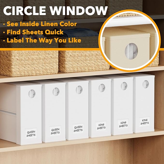 SpaceAid 6 Pack Bed Sheet Organizers and Storage, Foldable Sheet Organizer with Window for Linen Closet, Set Folder Keeper fo