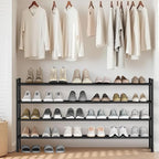 STORAGE MANIAC Long Expandable Shoe Rack, 24 Pairs Metal Wide Stackable Shoe Rack, Adjustable Shoes Shelf, Freestanding Shoes
