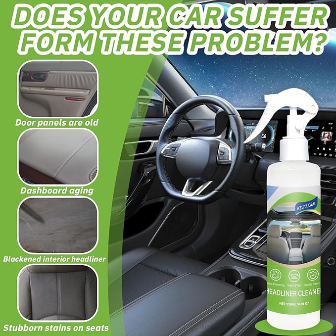 8.66 OZ (256 ml) Car Ceiling Cleaner,Headliner Cleaner,Multifunctional Car Interior Roof Fabric Cleaner Spray,Multi Purpose D