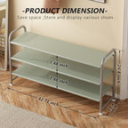 INGIORDAR Shoe Rack 3 Tier Long Storage Organizer Wide Metal Shoe Shelf for Closet Entryway Grey