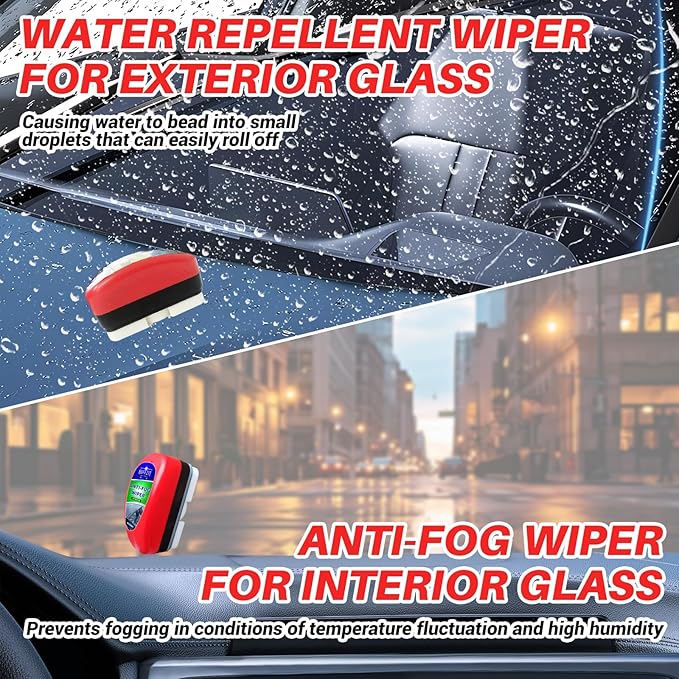 Car Water Repellent & Anti-Fog for Windshield – Quick Interior & Exterior Glass Treatment Bundle, Rain Repellent & Antifoggin