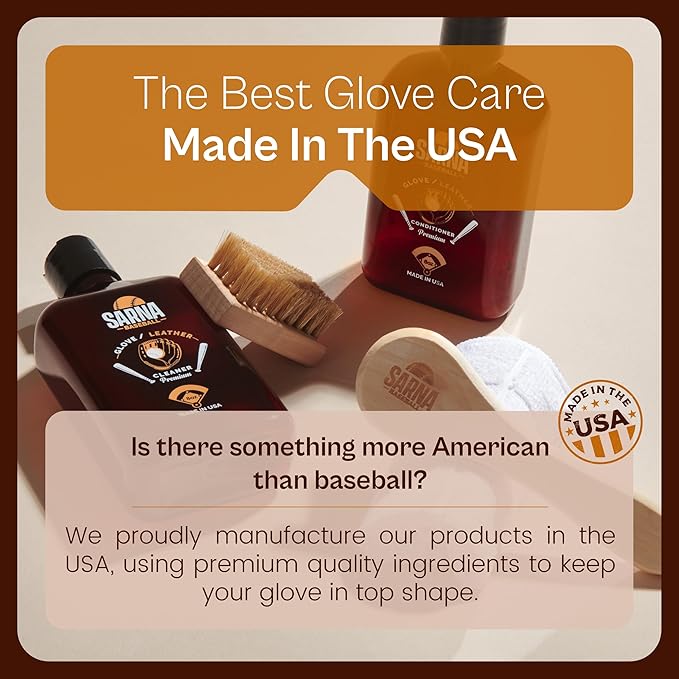 Glove Maintenance Kit, 5-Piece – Clean, Soften, & Break in Gloves Faster – Baseball Glove Cleaner, Conditioner, Brushes & Mic