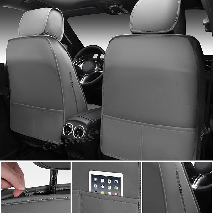 CAR PASS Nappa Leather Car Seat Covers Full Set, Luxury Seat Protector for Cars, Waterproof Anti-Slip Car Seat Cushion Armres