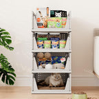 Pinkpum Grey 6 Pack Closet Organizers Storage Bins, Stackable Plastic Drawer Basket for Clothing, Stackable Storage Bins Shel