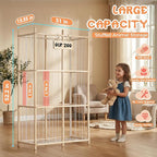 LAMU Stuffed Animal Storage, Wooden Zoo Stuffed Animal Holder with Elastic Cords, Space Save Plush Toy Cage, Double Capacity 