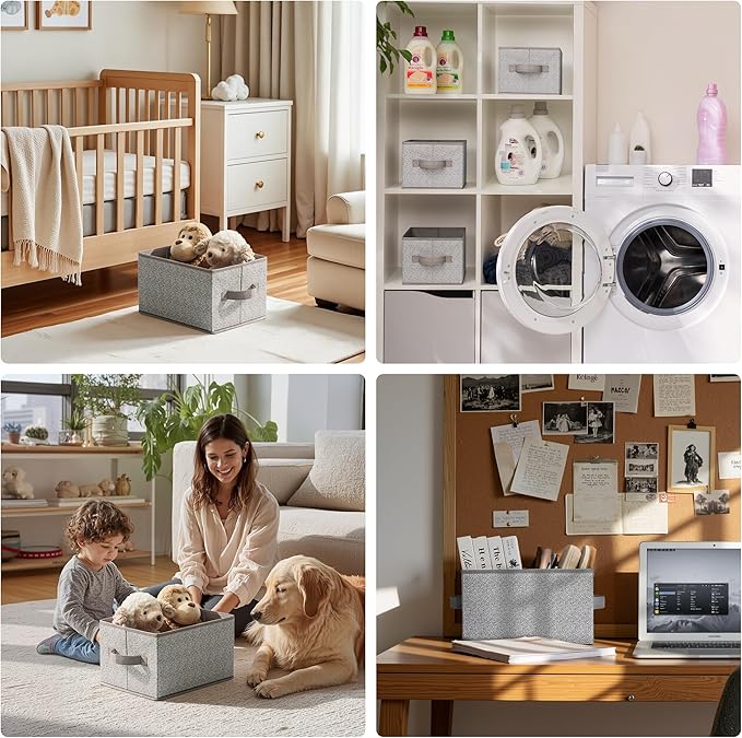 GRANNY SAYS Small Closet Storage Bins for Shelves, Storage Basket with Handles, Collapsible Storage Boxes, Decorative Organiz