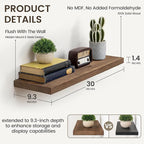 Marsmiles 30 Inch Floating Shelves | 9.3 Inch Deep Dark Wood Wall Shelves Set of 2 | Rustic Reclaimed Wood Shelves for Room W