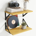 8" Deep Floating Shelves for Wall,16 inch Wood Wall Shelves Set of 2,Wide Floating Bookshelf with Sturdy Metal Brackets,Hangi