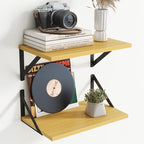 8" Deep Floating Shelves for Wall,16 inch Wood Wall Shelves Set of 2,Wide Floating Bookshelf with Sturdy Metal Brackets,Hangi