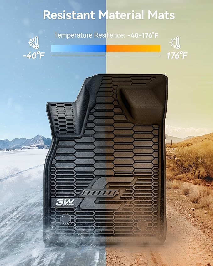3W Floor Mats & Cargo Liner Fit for Ford Mustang Mach E 2021-2025 2026 TPE All Weather Custom Fit Floor Liner 1st 2nd Row and Trunk Mat Full Set Mats (Trunk Base Upper Only)