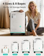 NUTICT 8-Pack Vacuum Seal Storage Bags for Travel, Rechargeable Wireless Air Pump, 4-Size Compression Space Saver for Luggage