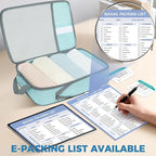 BAGAIL 6 Set Lightweight Compression Packing Cubes with Packing List, Anti-Tearing Expandable Organizer Bags for Travel, Dust