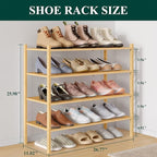 Smiry Bamboo Shoe Rack 4-Tier, Stackable Wooden Shoe Organizer for Entryway & Closet, Free Standing Wood Shoe Storage Shelf f