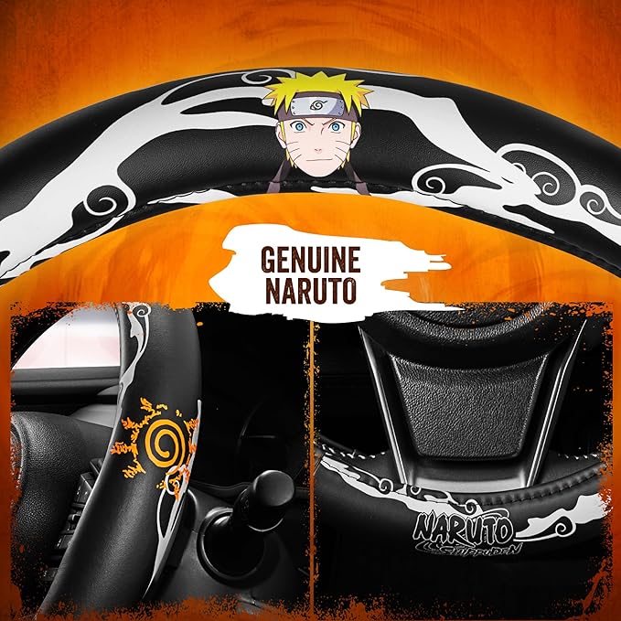 Naruto Shippuden Car Steering Wheel Cover, 15 Inch Anime Steering Wheel Cover, Cushioned Soft Comfortable Cover Anime Car Accessories for Men Women, Kirigakure