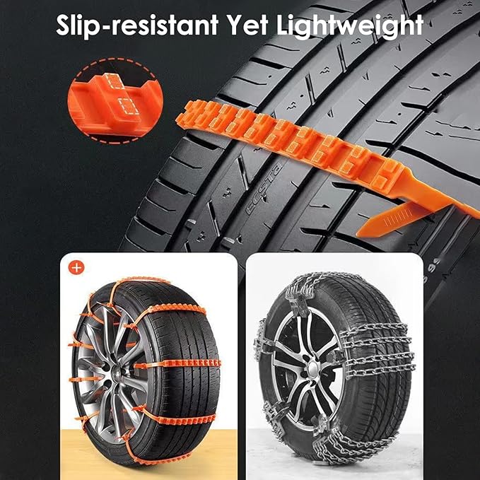 Reusable Snow Tire Chains for Trucks & SUVs - 2025 Upgrade 20 PCS Emergency Anti-Skid Traction Chains, Heavy Duty Plastic Whe