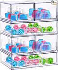 Sorbus Stackable Acrylic Storage Drawers – 4 Small + 2 Wide – 6 Pack Clear Plastic Organizer Bins for Baby Bottles, Makeup, B