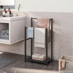 HOOBRO Free Standing Towel Rack for Bathroom, 16.5" L x 9.4" W x 31.5" H, 2 Tier Blanket Rack, Blanket Holder, Drying and Dis