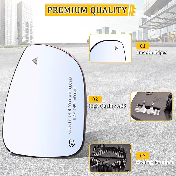 Right Side Mirror Glass w/Heated|Blind Spot Detection Compatible for 2017-2024 Chrysler Pacifica, 2020-2024 Voyager Passenger Mirror Glass Replacement 68318282AB ﻿