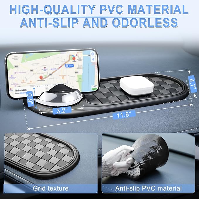 LivTee Multifunction Car Anti-Slip Mat, 360° Rotatable Multifunctional Car Dashboard Mobile Phone Holder with Temporary Parki