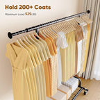HOKEEPER Clothes Rack Collapsible Clothing Garment Rack Capacity 525LBS Clothing Racks on Wheels Heavy Duty Rolling Clothes R