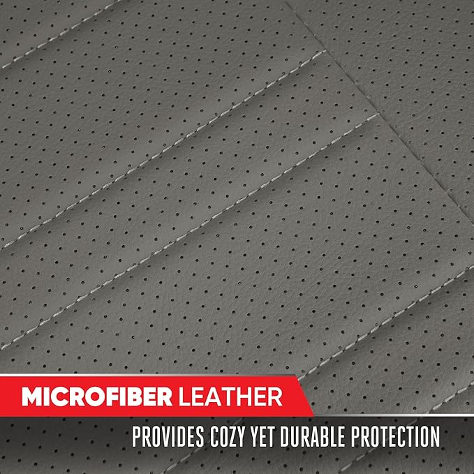 Motor Trend Car Seat Covers for Front & Rear Full Set - Nappa Leather Seat Protectors for Cars, Trucks & SUVs - Gray Automoti