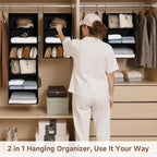StorageWorks Hanging Closet Organizer 6-Shelf, Jumbo Separable Two 3 Shelf Closet Storage Organizer with Side Pockets, Portab