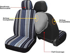 Pariitadin Baja Saddle Blanket Car Seat Covers Front Set with Seat Belt Pads, Washable Breathable Striped Woven Cloth Seat Co