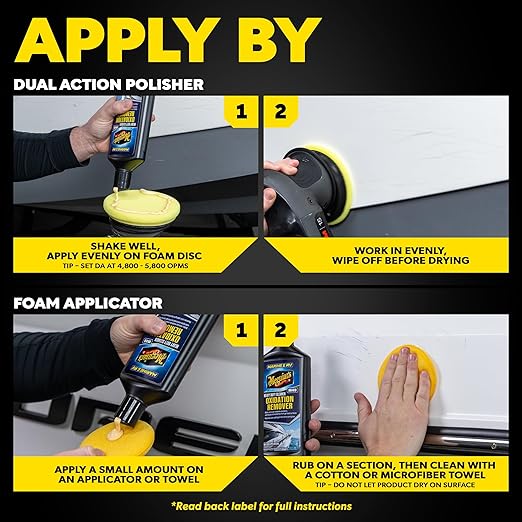 Meguiar's M4916 Marine/RV Heavy Duty Oxidation Remover, Oxidation, Water Spot, Stain, and Boat Scratch Remover for Vehicles with Gel Coat and Fiberglass Surfaces, 16 Oz - Packaging may vary