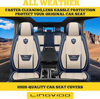 LINGVIDO Car Seat Covers for Front Seats (2 Seats) - Premium Perforated Nappa Leather,Waterproof Shield, Omni-Adapt Fit for S