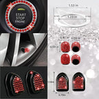NBTEPEM 30 Pcs Red Bling Car Accessories Set for Women, Red Steering Wheel Cover Set, Bling Console Cover, Seat Belt Cushion, Shift Knob Cushion, Cup Holder Coaster, Rhinestone Car Hanging Accessories