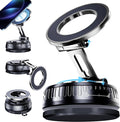 2026 Upgraded Magnetic Car Phone Mount for MagSafe: 360° Rotatable Adjustable Holder with 180+LBS Strong Suction Cup & 4200gf Magnet, Compatible with iPhone Series & Android Devices, Black