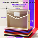 ThinkTex Plastic Expanding File Folder, Transparent envelopes with Snap Closure,No Dividers,Large Capacity,Document Organizer