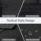Tactical Car Seat Organizer with Multiple Pockets, MOLLE Panel System & Mesh Compartments, Durable Nylon Universal Vehicle Backseat Storage with Cup Holder, Water-Resistant (Black)