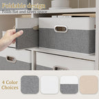 Yawinhe Fabric Storage Baskets, Foldable Closet Organizer for Shelves, Large Boxes with 3 Handles, Canvas Bins for Clothes, W