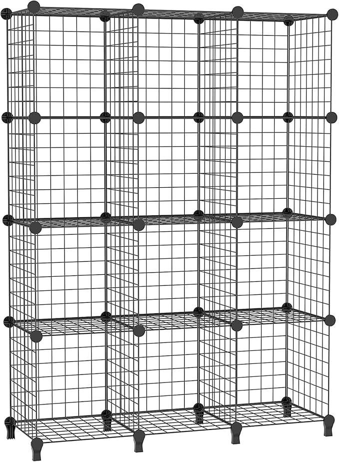 AWTATOS Wire Cube Storage Organizer, Closet Organizers and Storage, Metal 12 Cube Storage Shelves Bookshelf, Portable Closet 
