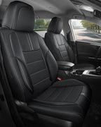 FREESOO Black Front Car Seat Covers - Faux Nappa Leather Seat Covers for Cars, with Carbon Fiber Texture Seatbelt Pads, Water