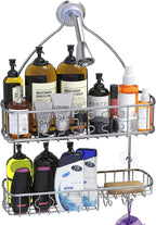 Simple Houseware Bathroom Hanging Shower Head Caddy Organizer, Chrome (26 x 16 x 5.5 inches)