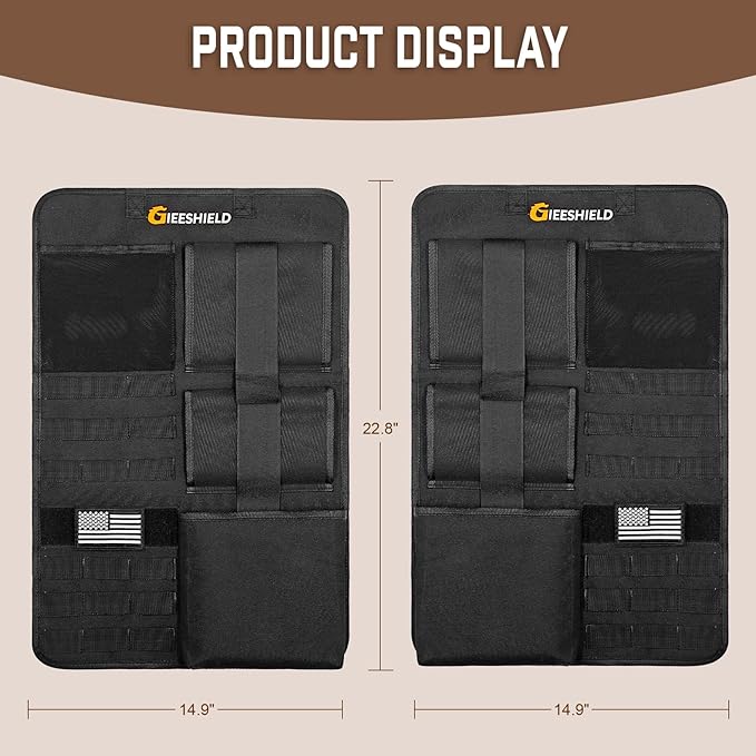 Truck Gun Rack（Set of 2）, Seat Back Gun Rack with Adjustable Straps, 600D Oxford Cloth, Universal Rifle Holder, PVC Coated, Secure Storage Pockets for Hunting Gear, Easy to Install Vehicle Gun Rack