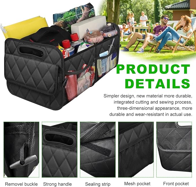 Car Trunk Organizer, Multi-Compartment Auto Trunk Storing Bag with Pockets, Collapsible Organizer and Storage for Sedans, SUVs,