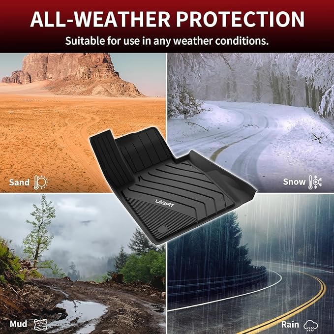 LASFIT Floor Mats & Cargo Liner for BMW 5 Series G30 2017-2023, Custom Fit TPE All Weather Easy to Clean Durable No-curling Full Set Car Liners for BMW 530i 540i M550i 540d xDrive, Black(Not for PHEV)