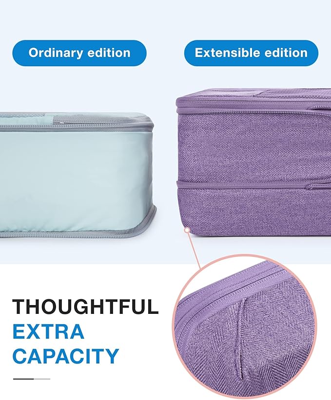 BAGSMART Compression Packing Cubes for Travel, 6 Set Packing Cubes for Carry on Suitcases, Compression Travel Cubes & Suitcas