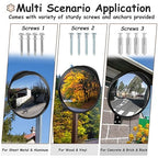 Convex Safety Mirror 𝟮𝟰" 𝗔𝗿𝗰𝘆𝗹𝗶𝗰 𝗗𝗿𝗶𝘃𝗲𝘄𝗮𝘆 𝗠𝗶𝗿𝗿𝗼𝗿, Outdoor Security Mirror Extends View with Adjustable for Bracket, Warehouse, Parking, Garage, Office, Home, Factory