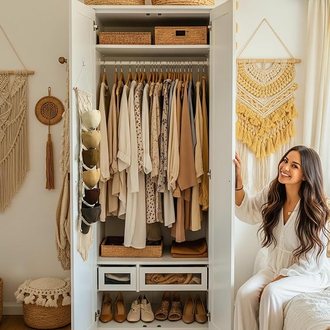 Boho Baseball Cap Hanger-1 Pack-Macrame Hat Organizer for Ball Caps Holder Over Door, Hat Rack for Wall, Cap Rack for Decorat